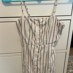 Forever 21 white strappy dress with navy blue lines